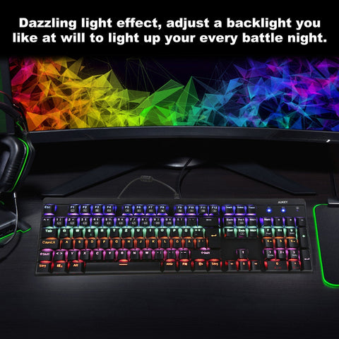 AUKEY LED Backlit Wired Mechanical Gaming Keyboard,104 Standard Keys