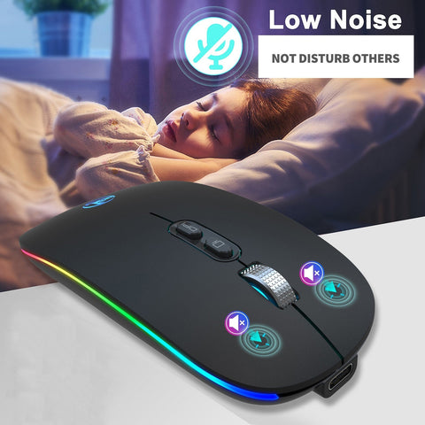 HXSJ 2.4G Wireless Mouse Mute Office Mouse 3 Adjustable DPI Built-in 500mAh Rechargeable Lithium Battery Ergonomic Mice for PC Laptop