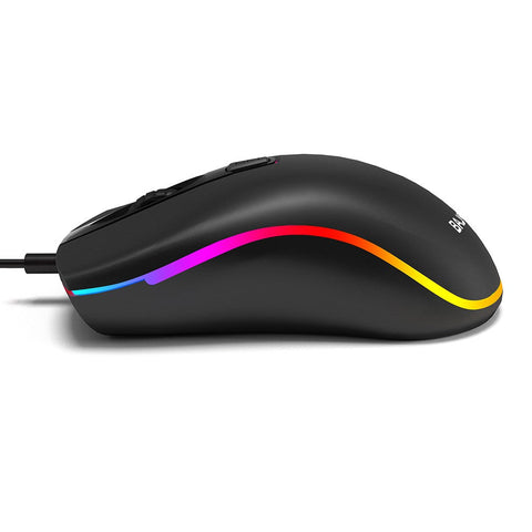 BAJEAL D1 Wired Gaming Mouse Symmetrical Mouse Ergonomic Mice RGB Light Effect 3-gear Adjustable DPI Wide Compatibility Black