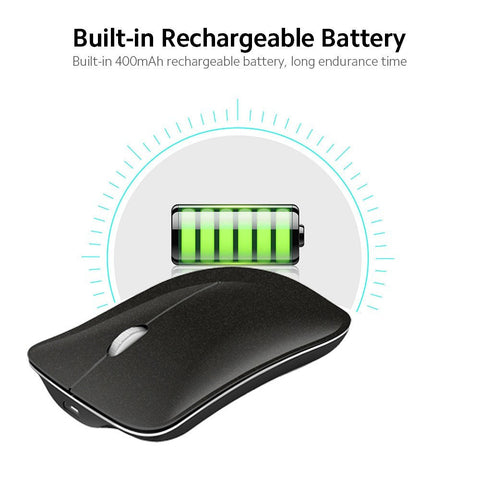 HXSJ T23 Wireless Mouse 2.4G+BT3.0+BT5.0 3-mode Ergonomic Mouse Built-in 400mAh Rechargeable Battery for PC Laptop Black