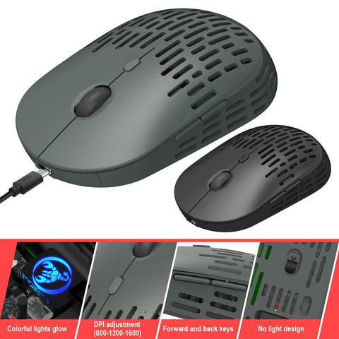 HXSJ T38 2.4G Wireless Mouse Mute Office Mouse 3 Adjustable DPI Colorful Breathing Light Built-in Rechargeable Battery Grey