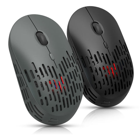 HXSJ T38 2.4G Wireless Mouse Mute Office Mouse 3 Adjustable DPI Colorful Breathing Light Built-in Rechargeable Battery Grey