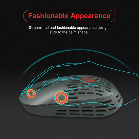 HXSJ T38 2.4G Wireless Mouse Mute Office Mouse 3 Adjustable DPI Colorful Breathing Light Built-in Rechargeable Battery Grey
