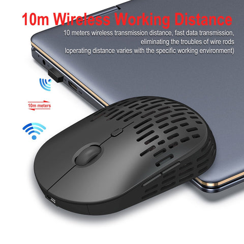HXSJ T38 2.4G Wireless Mouse Mute Office Mouse 3 Adjustable DPI Colorful Breathing Light Built-in Rechargeable Battery Grey