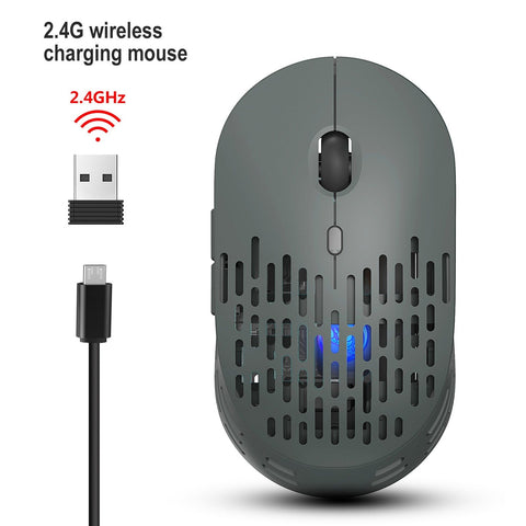 HXSJ T38 2.4G Wireless Mouse Mute Office Mouse 3 Adjustable DPI Colorful Breathing Light Built-in Rechargeable Battery Grey