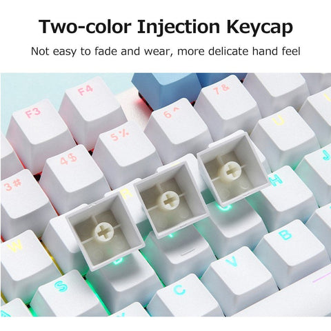 iBlancod K87 87 Keys Wired Mechanical Keyboard Metal Panel Two-color Injection Keycap 20 Light Effects Blue&White(Blue Switches)