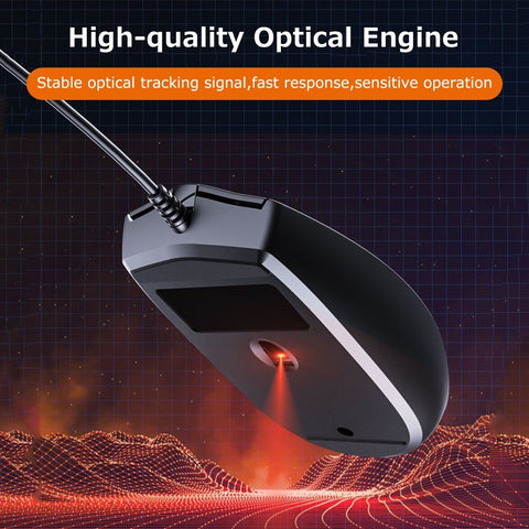 Lenovo Lecoo MS101 Wired Mouse Ergonomic Office Mouse Optical Tracking Streamline Appearance Plug and Play Wide Compatibility