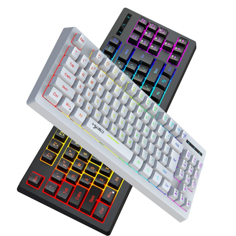 HXSJ L100 2.4G Wireless Membrane Keyboard 87 Keys Layout RGB Light Effect ABS Key Cap Built-in 1800mAh Lithium Battery White