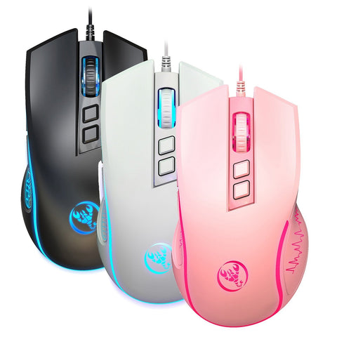 HXSJ X100 Wired Gaming Mouse Ergonomic Gaming Office Mouse 7-color Breathing Light Effect 4-gear Adjustable DPI Black