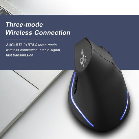 ZELOTES F-35B Wireless Gaming Mouse 2.4G+BT3.0+BT5.0 Three-mode Ergonomic Vertical Mouse 3-gear Adjustable DPI for PC Laptop