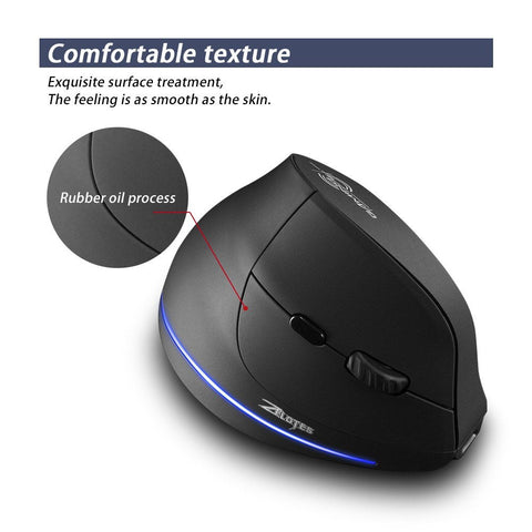 ZELOTES F-35B Wireless Gaming Mouse 2.4G+BT3.0+BT5.0 Three-mode Ergonomic Vertical Mouse 3-gear Adjustable DPI for PC Laptop