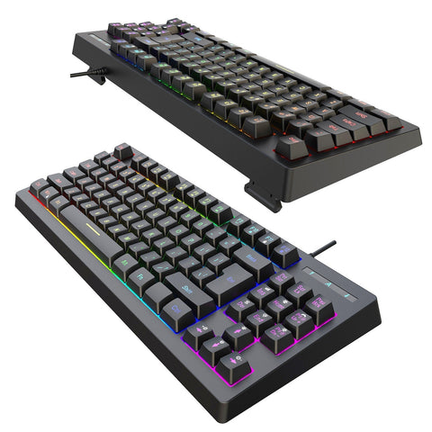 YWYT Y200 USB Wired Gaming Keyboard Membrane Keyboard 87 Keys Layout RGB Light Effect ABS Two-color Injection Molding Keycap