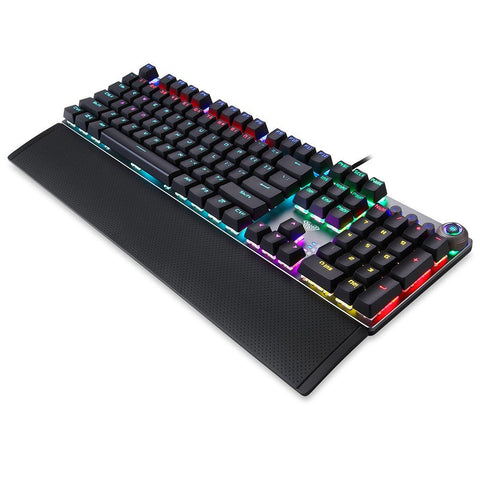 AULA F2088 104 Keys Wired Gaming Mechanical Keyboard Mixed Light Effect Metal Panel Ergonomic Design with Wrist Pad(Blue Switches)