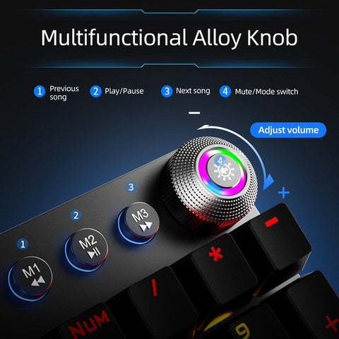 AULA F2088 104 Keys Wired Gaming Mechanical Keyboard Mixed Light Effect Metal Panel Ergonomic Design with Wrist Pad(Blue Switches)