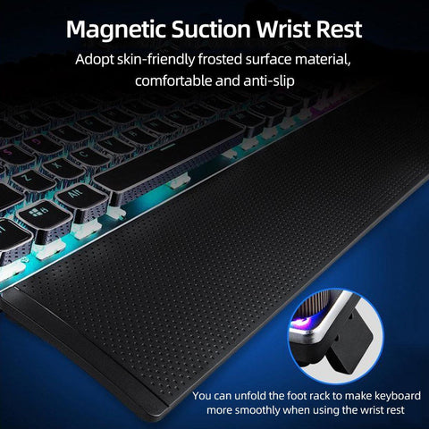 AULA F2088 104 Keys Wired Gaming Mechanical Keyboard Mixed Light Effect Metal Panel Ergonomic Design with Wrist Pad(Blue Switches)