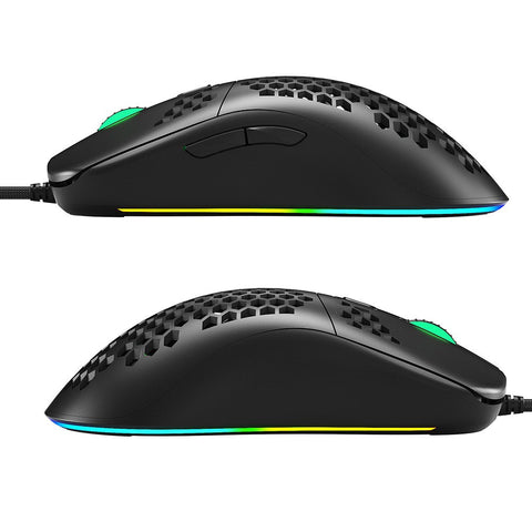 iBlancod GM01 USB Wired Gaming Mouse Ergonomic Lightweight Mouse RGB Backlight Effect 6-gear DPI Hollow-out Design Black