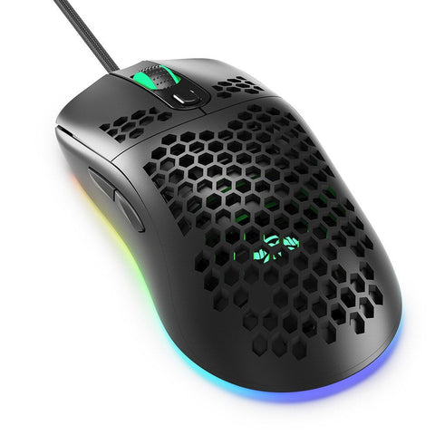 iBlancod GM01 USB Wired Gaming Mouse Ergonomic Lightweight Mouse RGB Backlight Effect 6-gear DPI Hollow-out Design Black