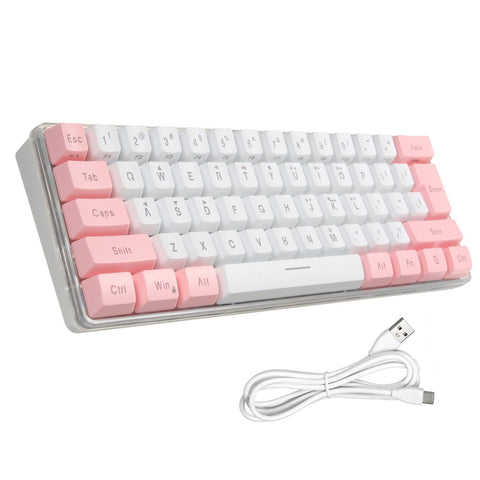 61 Keys Wired Keyboard Membrane Keyboard Compact Design RGB Backlight Effect with Multimedia Shortcuts Detachable Data Cable
