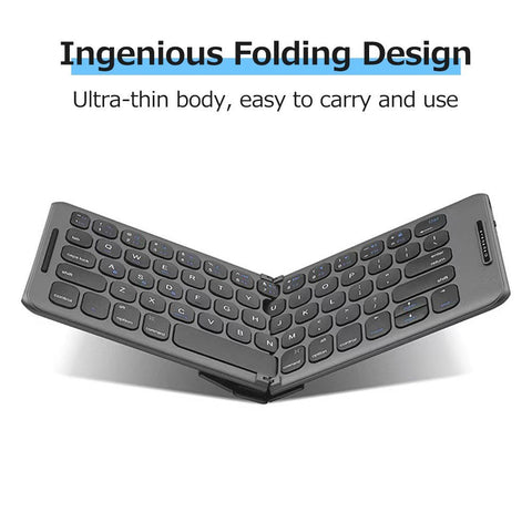 Portable Wireless BT Keyboard Folding Keyboard Comfortable Typing Feel Built-in Rechargeable Lithium Battery for Windows/Android/iOS