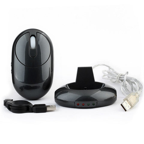 2.4G Wireless Rechargeable Mouse 3-gear Adjustable DPI Ergonomic Optical Mouse with 3-port USB Hub Charging Dock Black