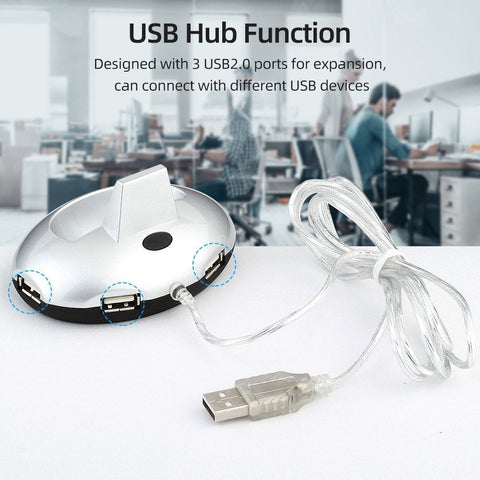 2.4G Wireless Rechargeable Mouse 3-gear Adjustable DPI Ergonomic Optical Mouse with 3-port USB Hub Charging Dock Black