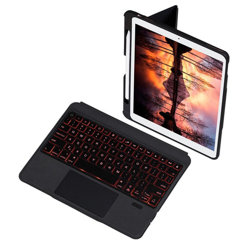 Detachable Tablet BT Keyboard Case with Touchpad Pen Slot Compatible with iPad 10.2'' 2019/2020/2021/iPad Pro 10.5''/iPad Air 3 10.5''