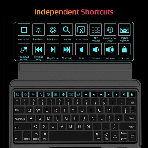 Detachable Tablet BT Keyboard Case with Touchpad Pen Slot Compatible with iPad 10.2'' 2019/2020/2021/iPad Pro 10.5''/iPad Air 3 10.5''
