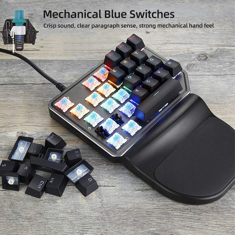 Motospeed K27 One-handed Mechanical Keyboard 27 Keys Wired Gaming Keyboard LED Mixed Light Effect Mechanical Blue Switches