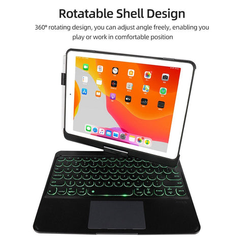 Detachable 360° Rotating Tablet Keyboard Case Colorful Backlight Effect Compatible with iPad Air2/iPad Pro 9.7/iPad 9.7(2017/2018)