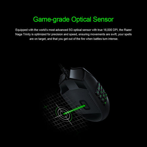 Razer Naga Trinity Gaming Mouse Wired Mice 16,000 DPI Optical Sensor Chroma RGB Lighting Replaceable Side Plate 2/7/12 Button Configurations Mechanical Switches