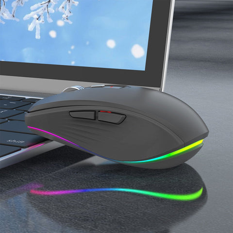 2.4G+BT5.1 Dual-mode Wireless Mouse Computer Gaming Mice Ergonomic Design 4-gear   Adjustable DPI Built-in Rechargeable Battery for Laptop