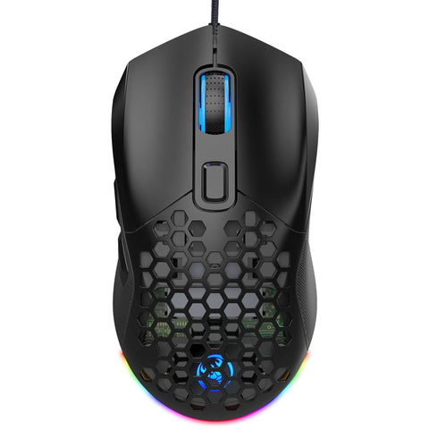 HXSJ X300 RGB Gaming Mouse Backlit Wired Ergonomic 6 Button Programmable Mouse with Macro Recording & wheel speed Set 7200 DPI for Windows PC (Black)