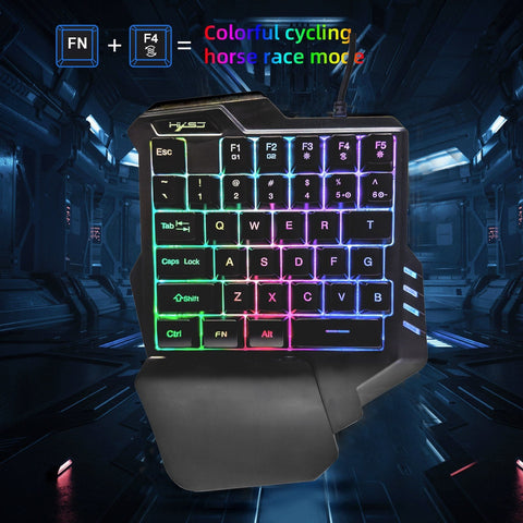 HXSJ G92 One Hand Keyboard 35 Key Single Hand Membrane Mini 35 Keys Gaming Keyboard with Colorful Backlit USB Wired Replacement for Online Game