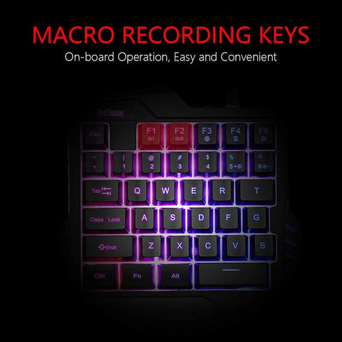 HXSJ G92 One Hand Keyboard 35 Key Single Hand Membrane Mini 35 Keys Gaming Keyboard with Colorful Backlit USB Wired Replacement for Online Game