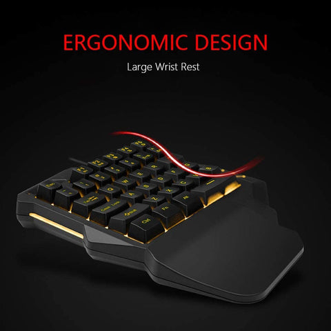 HXSJ G92 One Hand Keyboard 35 Key Single Hand Membrane Mini 35 Keys Gaming Keyboard with Colorful Backlit USB Wired Replacement for Online Game