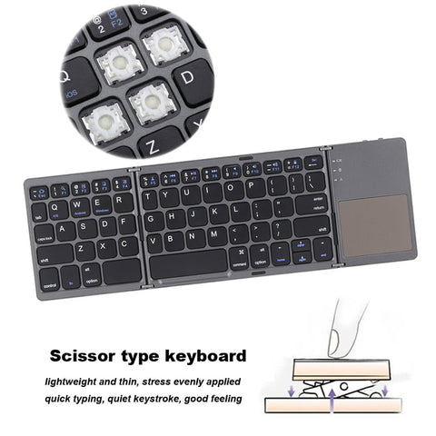 KKmoon Portable Mini Ultra Slim Thin Foldable Folding BT Wireless Keyboard with Touchpad for iPhone 6s/iPad Pro/MacBook Mobile Phone Tablet PC