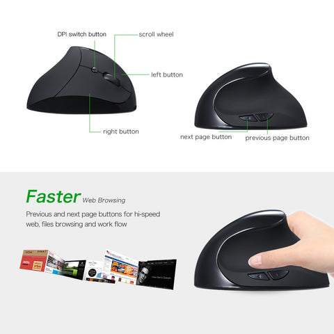 Optical Vertical Mouse Ergonomic Wireless Mouse