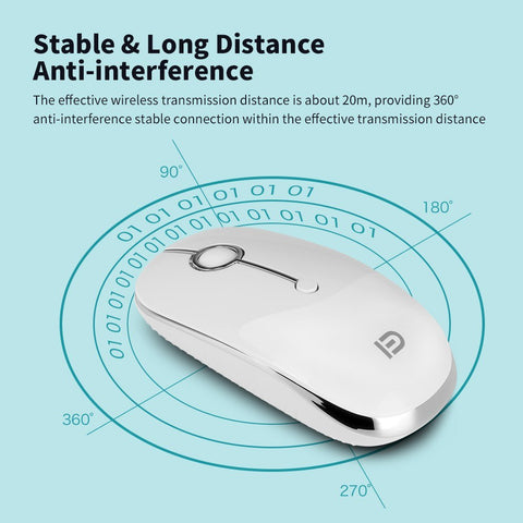 FD i331D 3 Mode 2000DPI Rechargeable Adjustable Mouse Wireless Mice with 2.4G USB Type C Bluetooth 4.0 Black