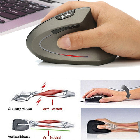 HXSJ T24 2.4G Wireless Mouse Vertical Ergonomic Mouse with USB Receiver Replacement for Notebook PC Laptop Macbook Grey
