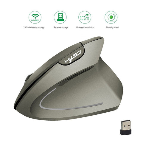 HXSJ T24 2.4G Wireless Mouse Vertical Ergonomic Mouse with USB Receiver Replacement for Notebook PC Laptop Macbook Grey