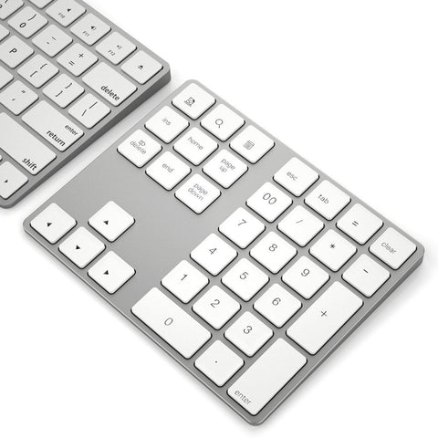 Wireless Numeric Keyboard Aluminium 34 Key BT Keyboard Built-in Rechargeable Battery Keypad for Windows/iOS/Android (Silver)