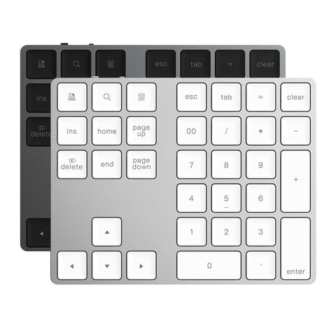 Wireless Numeric Keyboard Aluminium 34 Key BT Keyboard Built-in Rechargeable Battery Keypad for Windows/iOS/Android (Silver)