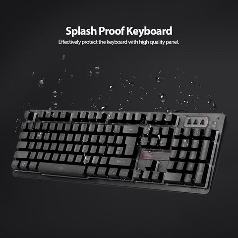 USB Wired Gaming Keyboard and Mouse Combo Waterproof Rainbow Backlit 2000DPI for Home Office