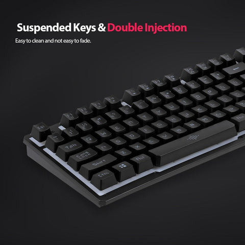 USB Wired Gaming Keyboard and Mouse Combo Waterproof Rainbow Backlit 2000DPI for Home Office