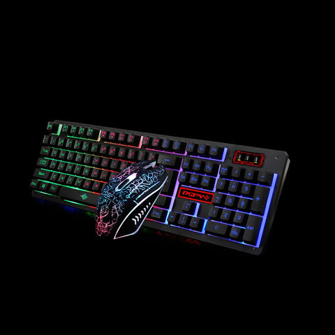 USB Wired Gaming Keyboard and Mouse Combo Waterproof Rainbow Backlit 2000DPI for Home Office
