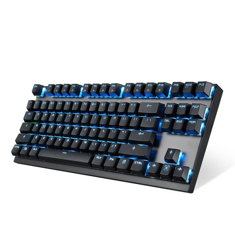 Motospeed Wired / Wireless Dual Mode 87 Keys Blue Switch Mechanical Keyboard 2.4G Wireless Backlit Gaming Keyboard Built-in Rechargeable Battery Aluminium Alloy Panel for Desktop/Laptop (Black)