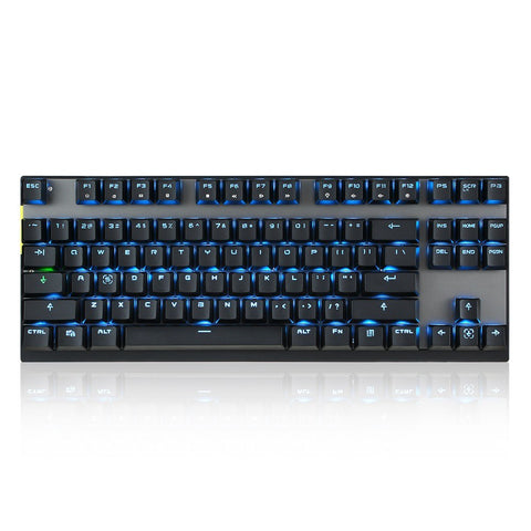 Motospeed Wired / Wireless Dual Mode 87 Keys Blue Switch Mechanical Keyboard 2.4G Wireless Backlit Gaming Keyboard Built-in Rechargeable Battery Aluminium Alloy Panel for Desktop/Laptop (Black)