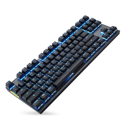 Motospeed Wired / Wireless Dual Mode 87 Keys Blue Switch Mechanical Keyboard 2.4G Wireless Backlit Gaming Keyboard Built-in Rechargeable Battery Aluminium Alloy Panel for Desktop/Laptop (Black)