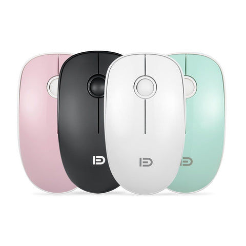 FD V8 2.4G Wireless Mute Mouse Plug & Play Slim Mice Optical Tracking Power Saving Smooth Scroll Wheel for Laptop PC (White)