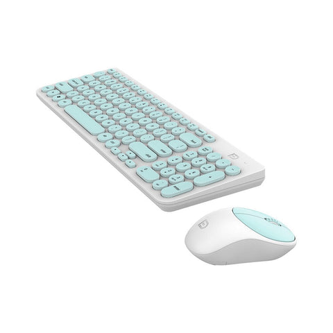 FD Wireless iK6630 Keyboard & Mouse Combo 2.4GHz Cute Round Key Set Smart Power-Saving Silent Clicks Slim Combo for Laptop Computer TV and Mac Green